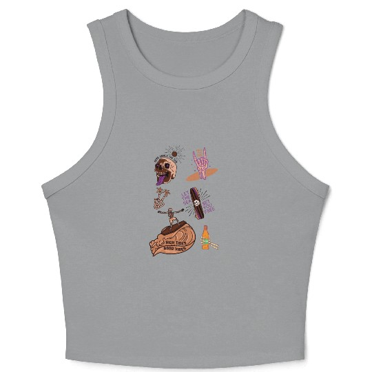 Brown Purple Skeleton Crop Tank Top