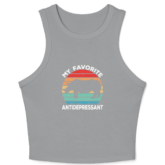 Rhino Antidepressant - Rhinoceros Lover Funny Crop Tank Top