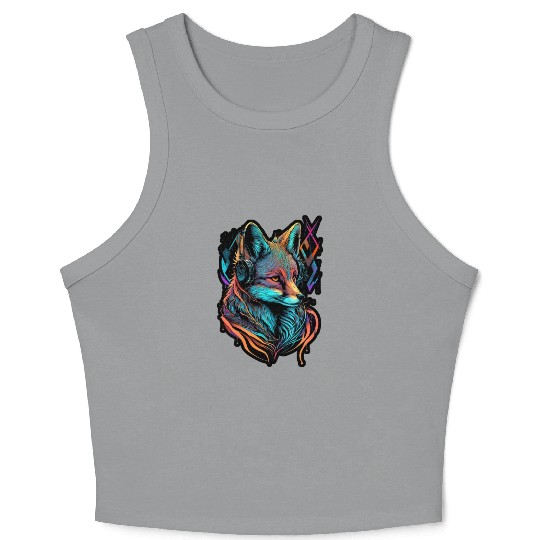 Neon Fuchs 80er Festival Nerd Hipster Fox Musik Crop Tank Top