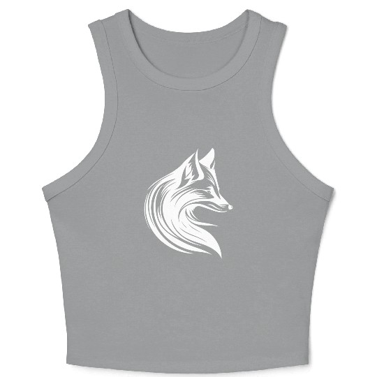 Tattoo Style Fox Portrait In Flowing Lines Crop Tank Top