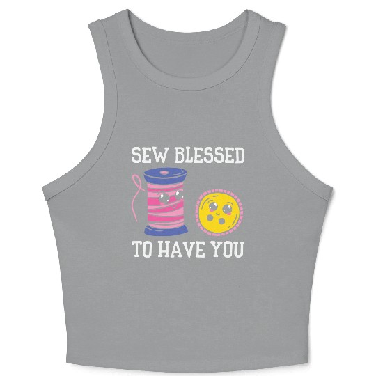 Button Thread Sibling Goals Big Brother Sister Pun Crop Tank Top