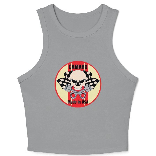 Camaro Made in USA skull & pistons Crop Tank Top