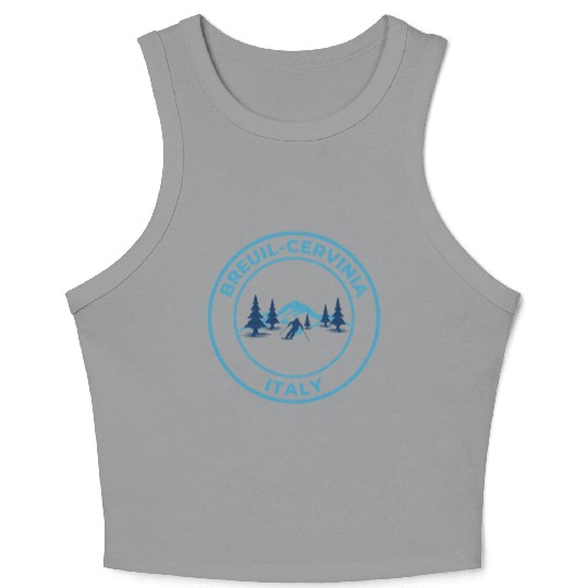Retro cool Skiing in Breuil Cervinia Italy Blue Crop Tank Top