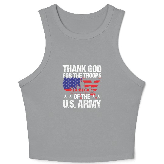 Soldier thank god for troops of us army military Crop Tank Top