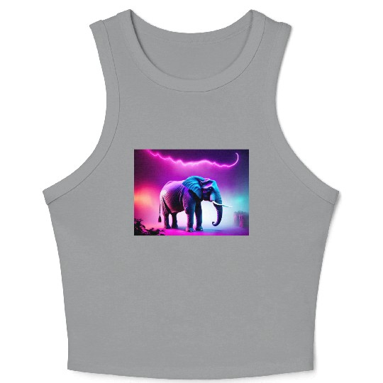 Trance Neon Elephant Graphic Crop Tank Top