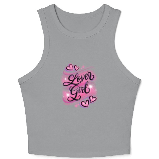 Lover Girl pink airbrush design Crop Tank Top