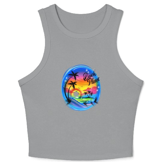 Beach Please Airbrush Colorful Crop Tank Top