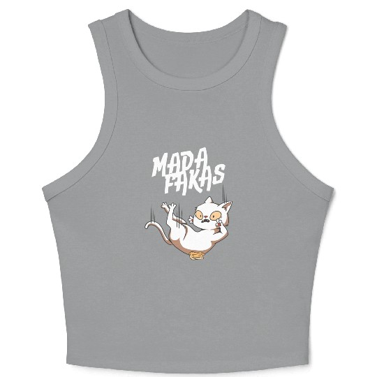 Clumsy Cat I Madafakas I White Cat Crop Tank Top