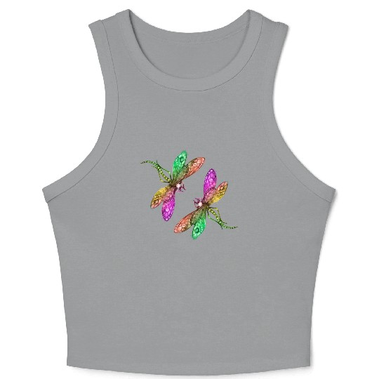 Spring, colorful insects playing. Crop Tank Top