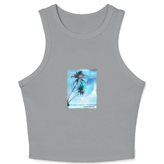 Artistic Long Beach California Palm Tree Vacation Crop Tank Top
