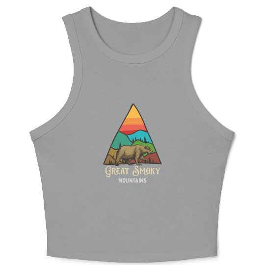Great Smoky Mountains Vintage Landscape Crop Tank Top