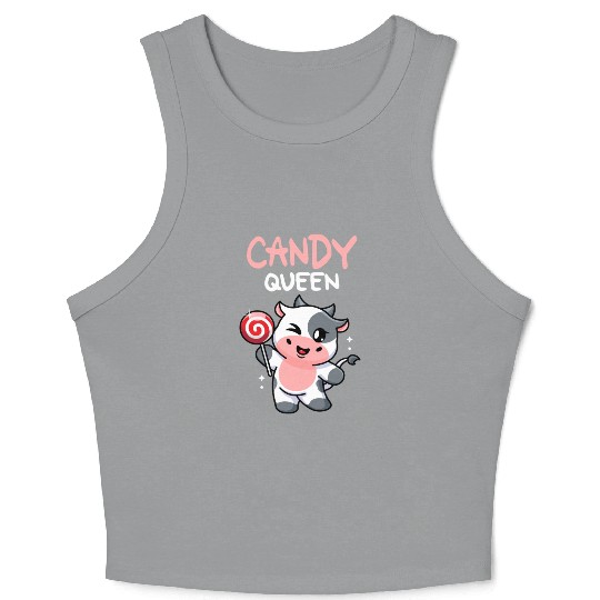 Candy Queen I Lollipop I Cow I Kids I Candy Crop Tank Top