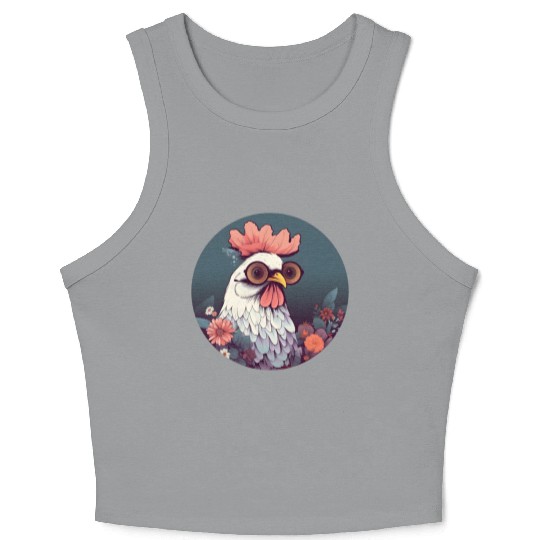 Vintage 80s 90s Style for Chicken Lovers Crop Tank Top