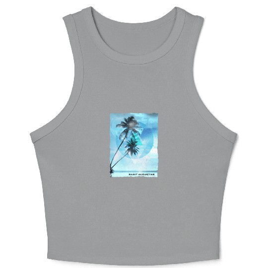 Artistic Saint Augustine Florida Palm Tree Crop Tank Top