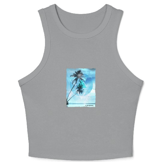 Artistic Lahaina Maui Hawaii Palm Tree Vacation Crop Tank Top