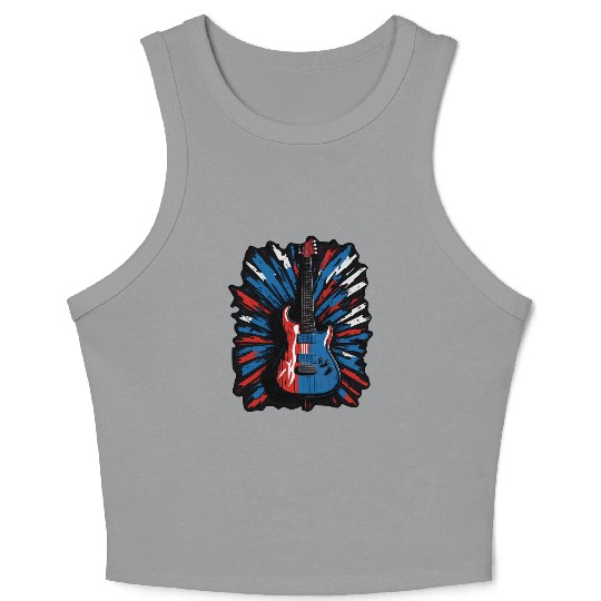 Electric guitar in Union Jack flag colors Crop Tank Top