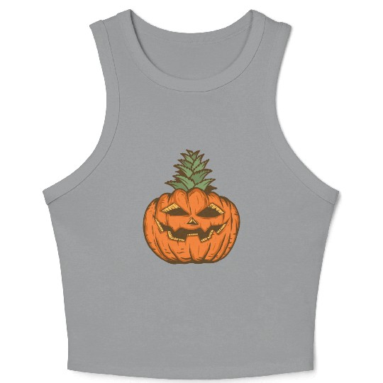 Halloween Pineapple Pumpkin Crop Tank Top