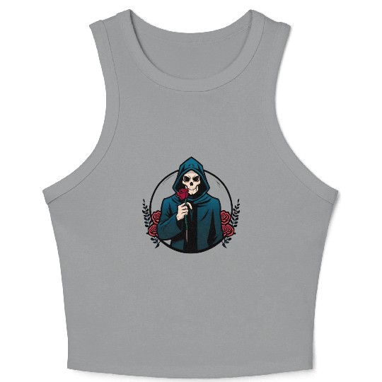 The Elegance of Death A Single Rose Grim Reaper Crop Tank Top