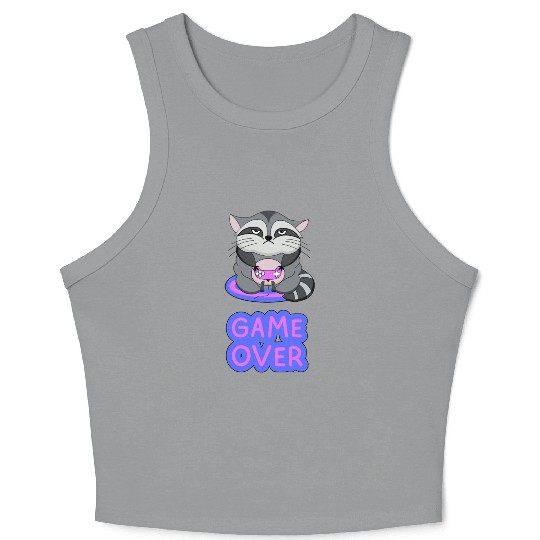 Game Over fat wicked raccoon playing on a console Crop Tank Top