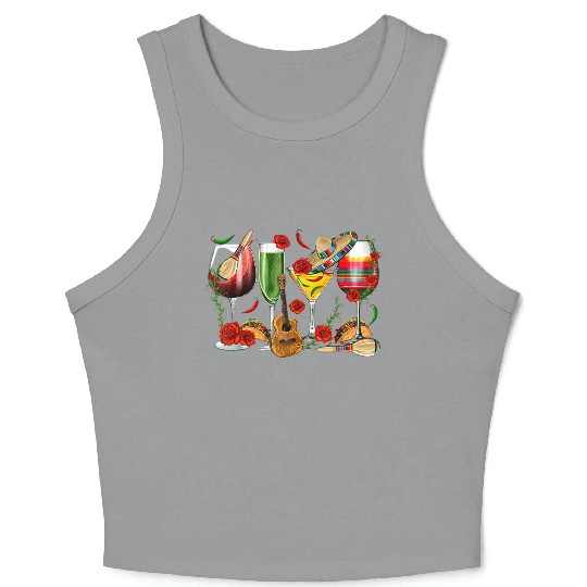 Mexico Wine Tequila Cinco De Mayo Mexican Fiesta Crop Tank Top
