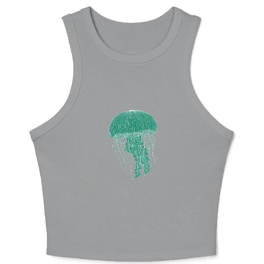 Sea life, Green Jellyfish Crop Tank Top
