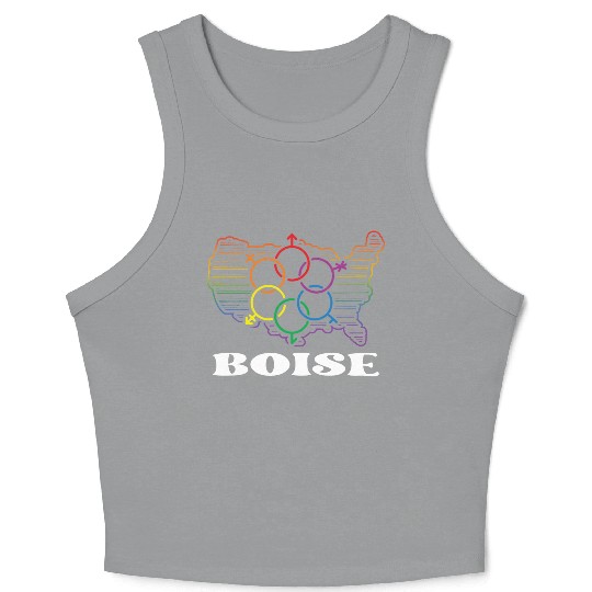 Boise Pride Month Pride Flag LGBT Community LGBTQ Crop Tank Top