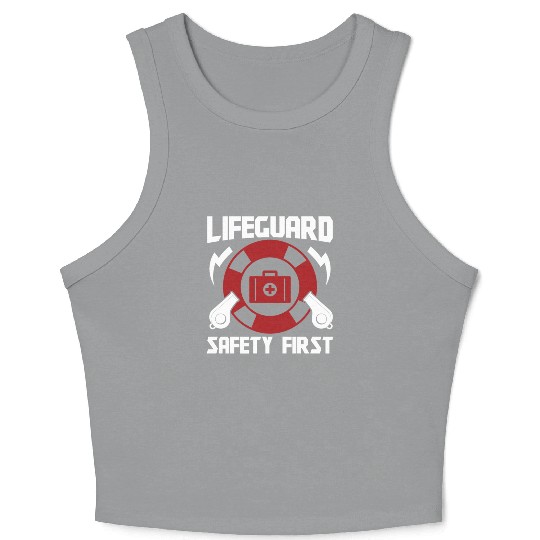 Lifeguard safety first pool guard sea rescuer Crop Tank Top