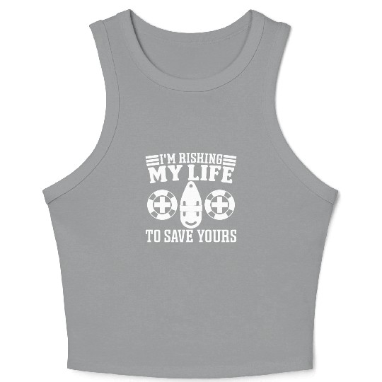 Lifeguard risking life to save yours pool guard Crop Tank Top