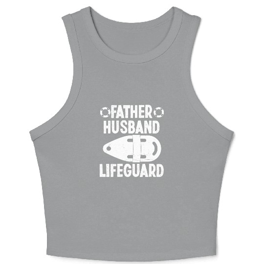 Father husband lifeguard swimming pool guard Crop Tank Top