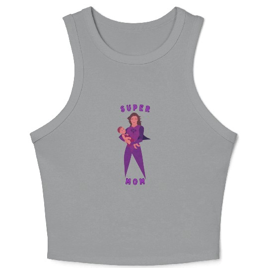 Violet Childish Super Mom Crop Tank Top Mother's Day Gif