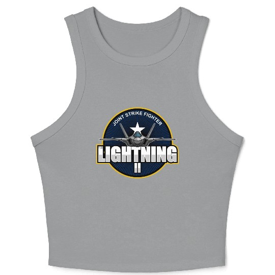 F35 Lightning 2 Patch Small logo red Crop Tank Top