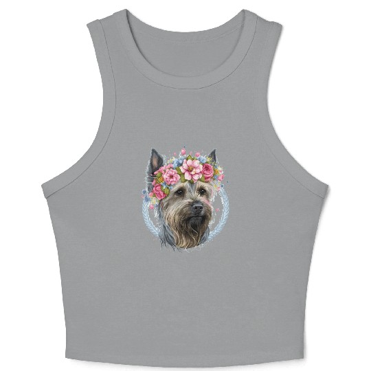 Cute Yorkshire Terrier Flower Crown Pet Dog Breed Crop Tank Top