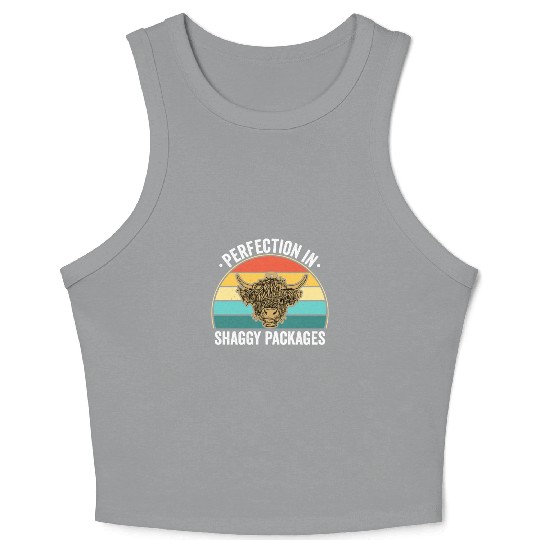 Perfection In Shaggy Packages Highland Cow Crop Tank Top