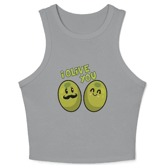 Green olives valentine olive you Crop Tank Top