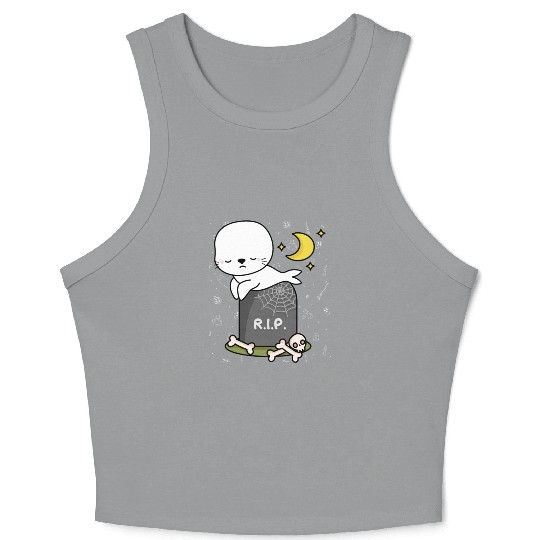Boo Cute Seal Halloween design trick or treat RIP Crop Tank Top