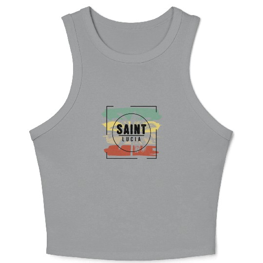 Saint Lucia Palm Tree Retro Artistic Crop Tank Top
