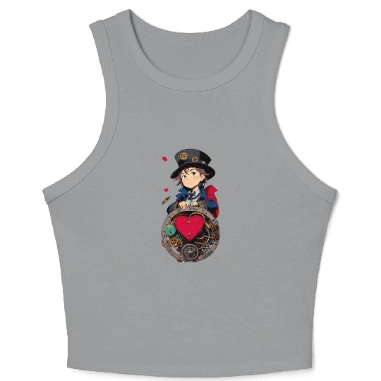 Gears and Lace: A Cute Steampunk Design Crop Tank Top
