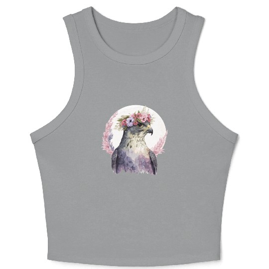 Falcon Birds Of Prey Flower Crown Floral Bird Watc Crop Tank Top