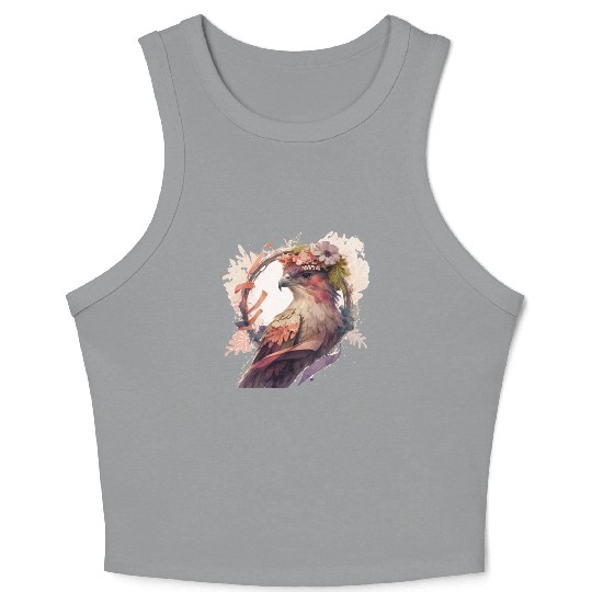 Birds Of Prey Kite Bird Flower Crown Floral Crop Tank Top