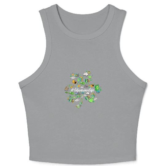 Cute Shamrock Librarian Reading Books Lover St Crop Tank Top
