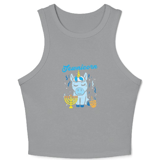 Jewnicorn Jew Unicorn Cute Hanukkah Pajamas Crop Tank Top