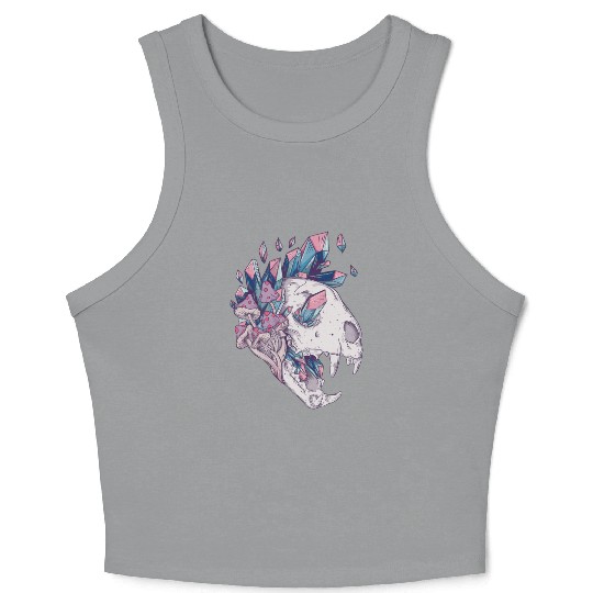 Crystal Cat Skull Crop Tank Top