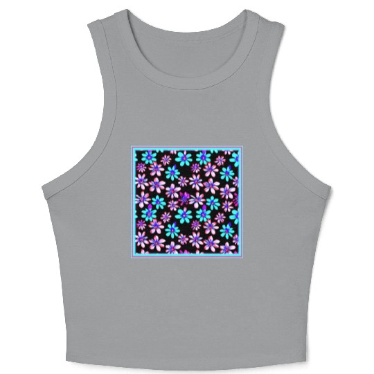 Neon Flower Patterns Art. Buy Now Crop Tank Top
