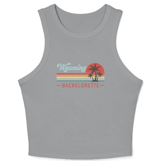 Wyoming Bachelorette, Palm Trees & Vintage Sunset Crop Tank Top