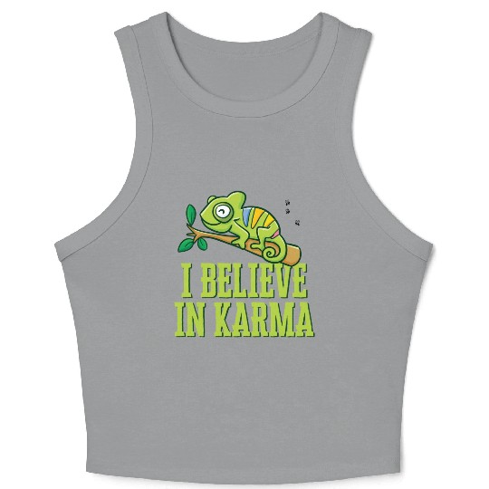 Happy Green Chameleon Karma Believer Crop Tank Top
