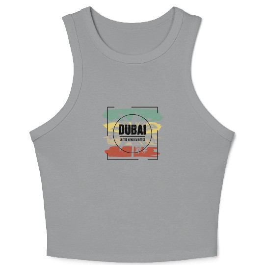 Dubai United Arab Emirates Palm Tree Retro Crop Tank Top