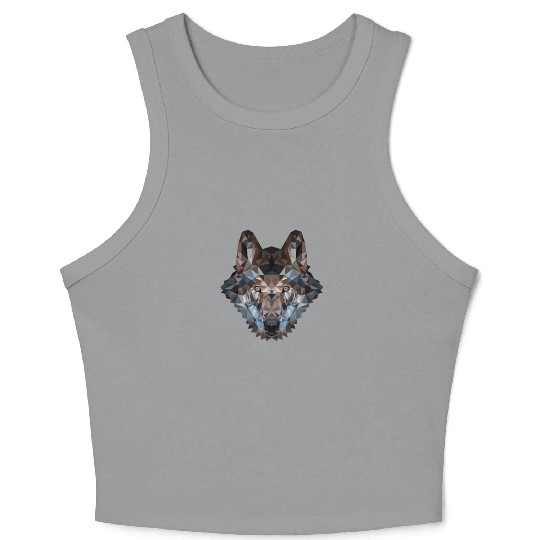 Wolves | Polygon Wolf Head | Low Poly Werewolf Crop Tank Top