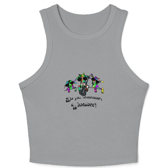Hippie Goats playing guitar remembering Woodstock Crop Tank Top