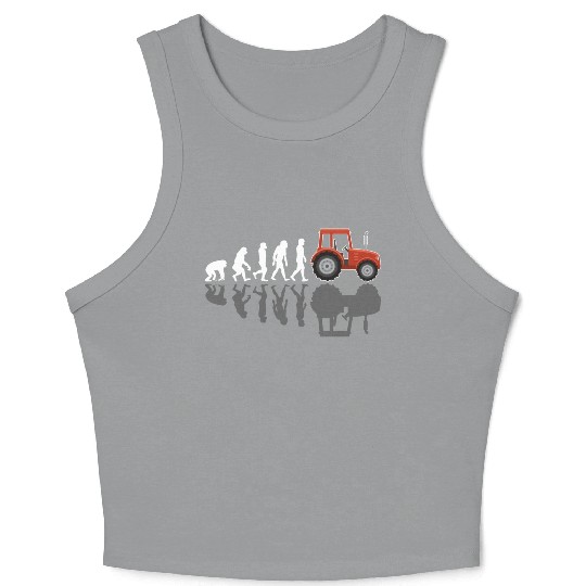 Tractor Farmer Evolution With Shadow Crop Tank Top