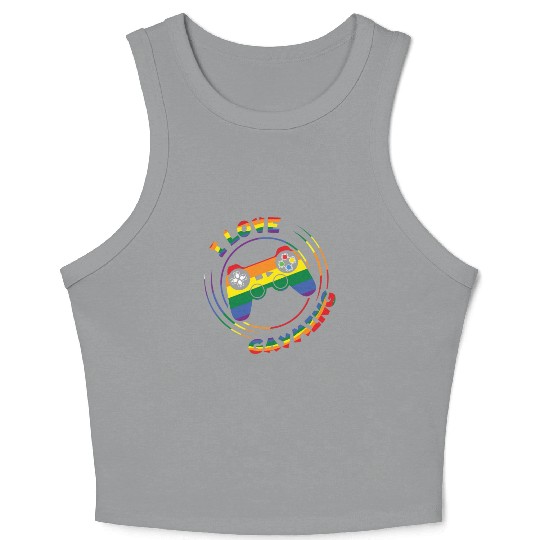 Gaming Gamer Gay LGBTQ Rainbow LGBT Pride Month Crop Tank Top